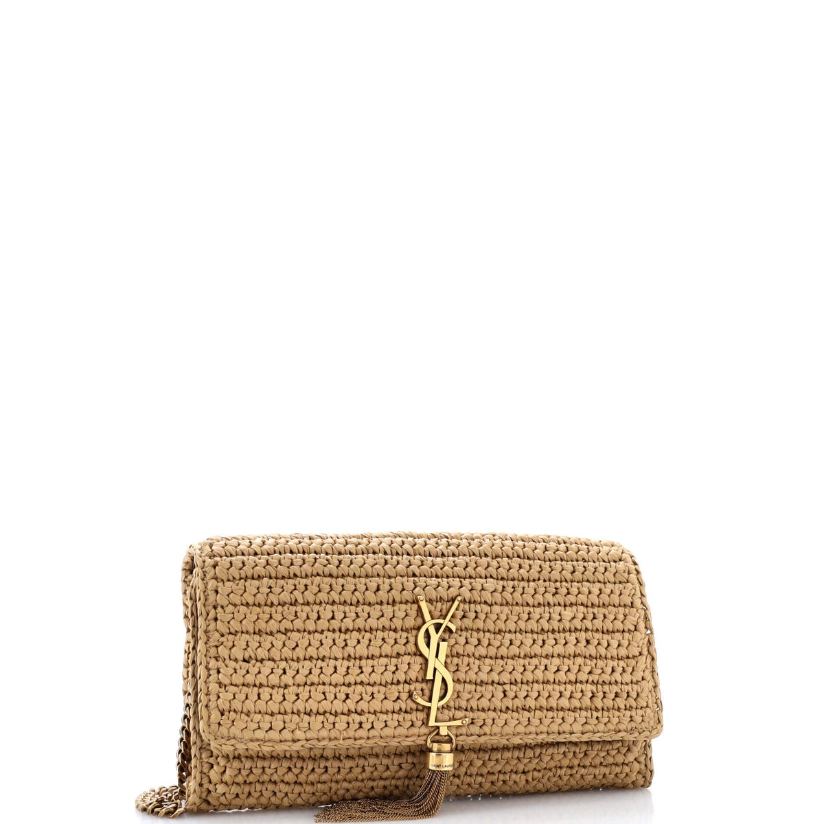 Kate 99 Tassel Flap Bag Woven Raffia Medium