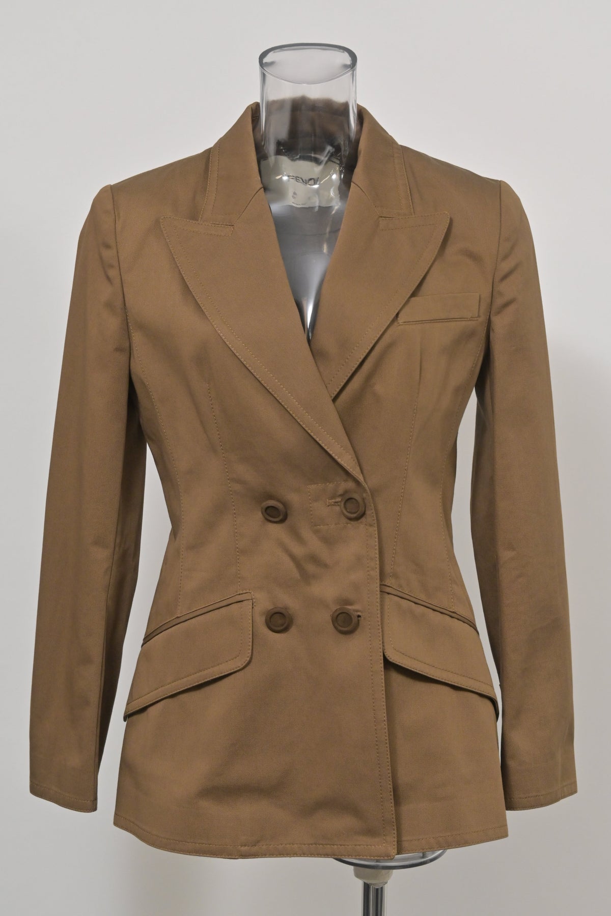 Fendi Double-Breasted Blazer in Brown Cotton