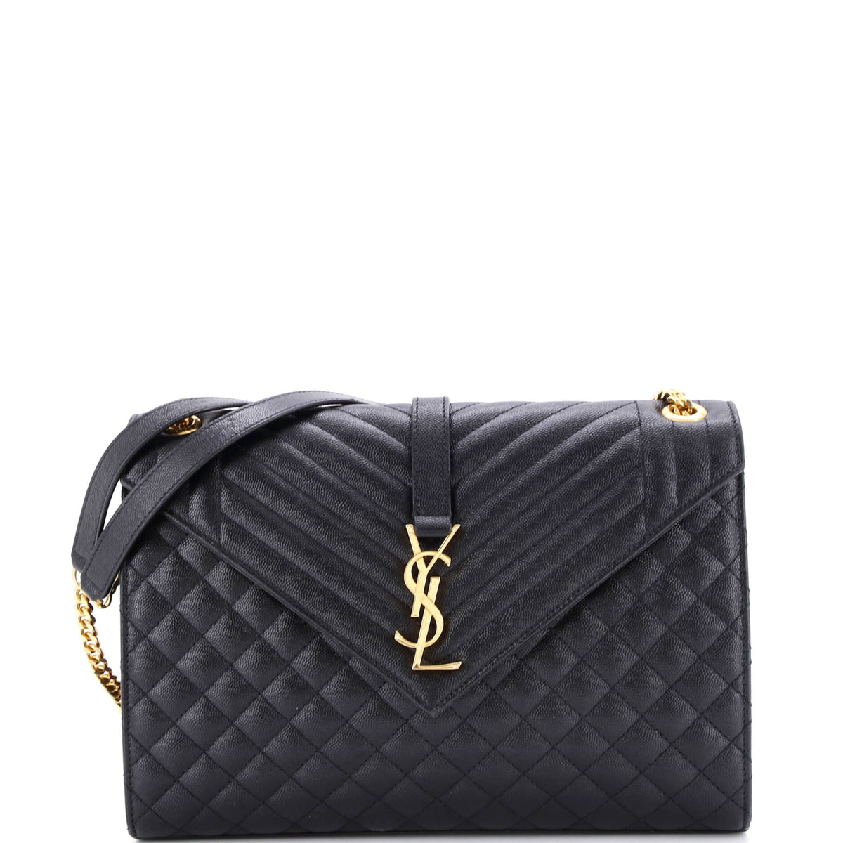 Classic Monogram Envelope Satchel Mixed Matelasse Leather Large