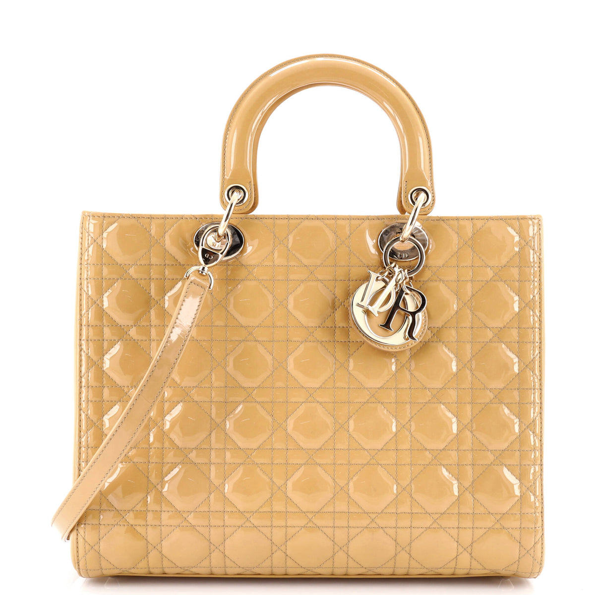 Lady Dior Bag Cannage Quilt Patent Large