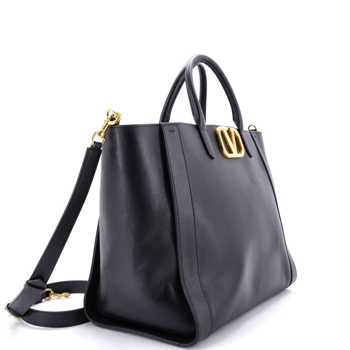 VLogo Convertible Shopper Tote Leather Large
