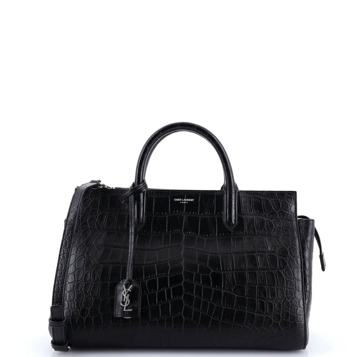 Rive Gauche Cabas Crocodile Embossed Leather Small