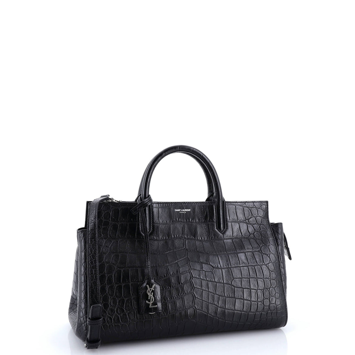 Rive Gauche Cabas Crocodile Embossed Leather Small