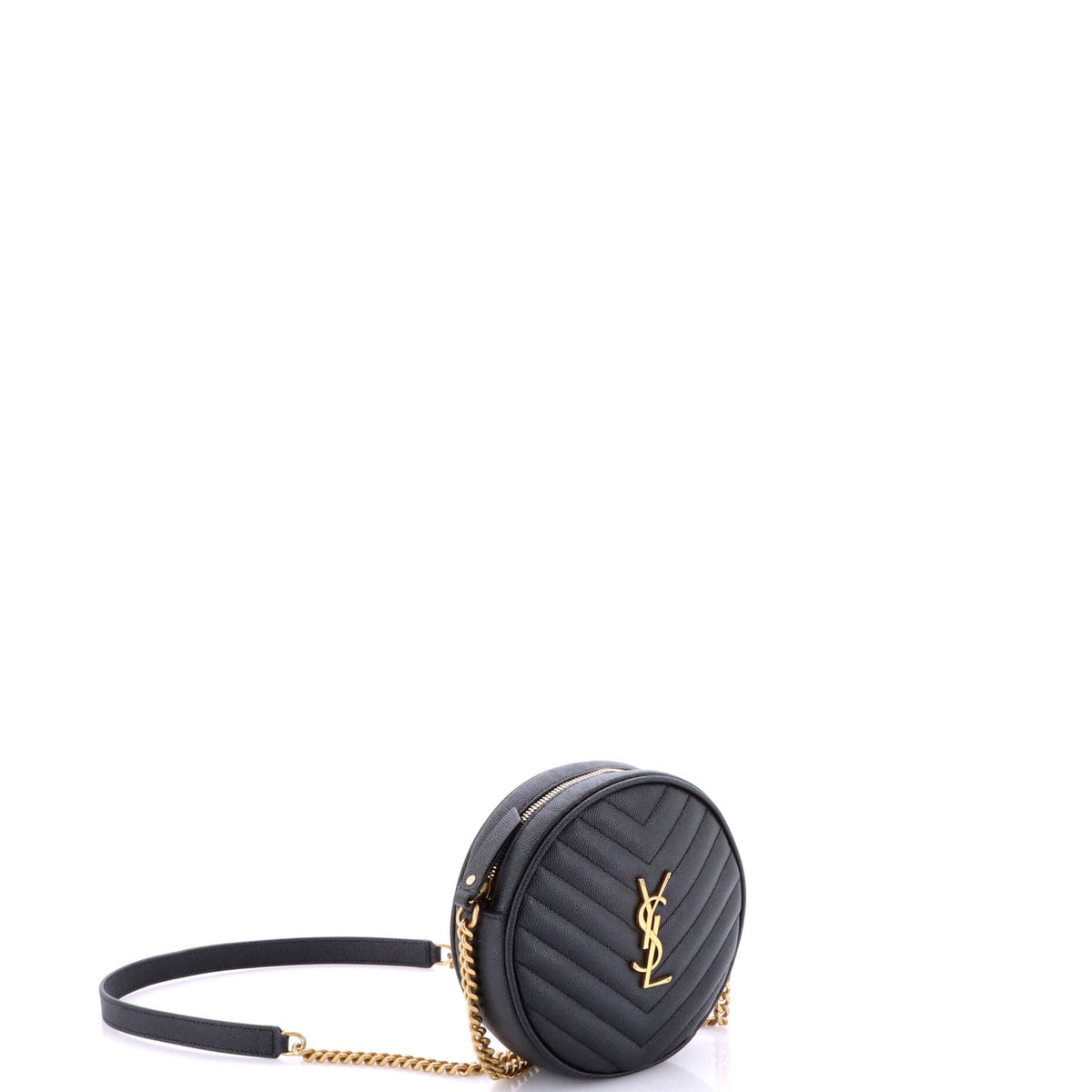 Vinyle Round Camera Bag Matelasse Chevron Leather
