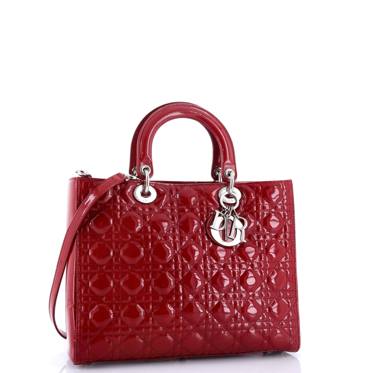 Lady Dior Bag Cannage Quilt Patent Large
