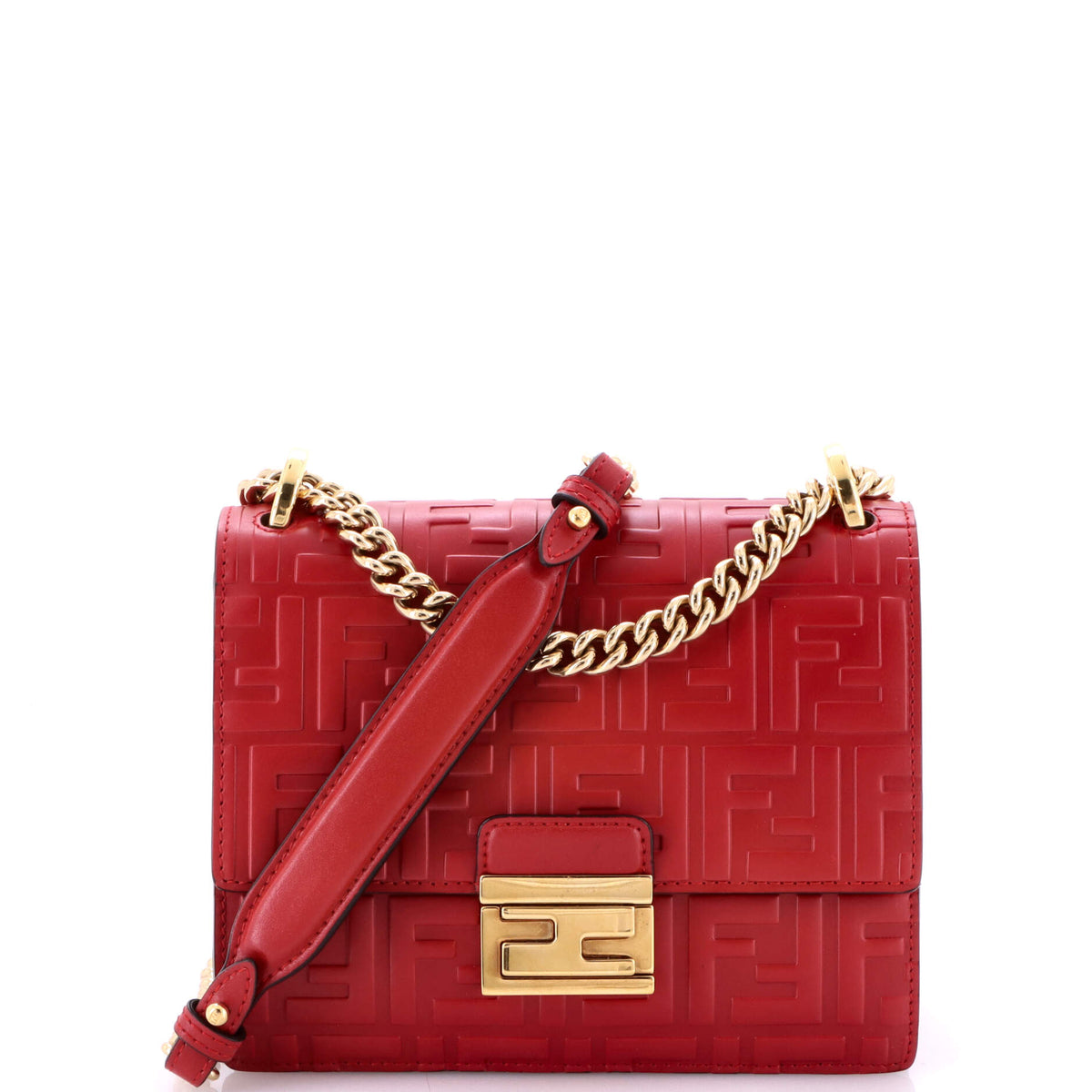 Kan U Shoulder Bag Zucca Embossed Leather Small
