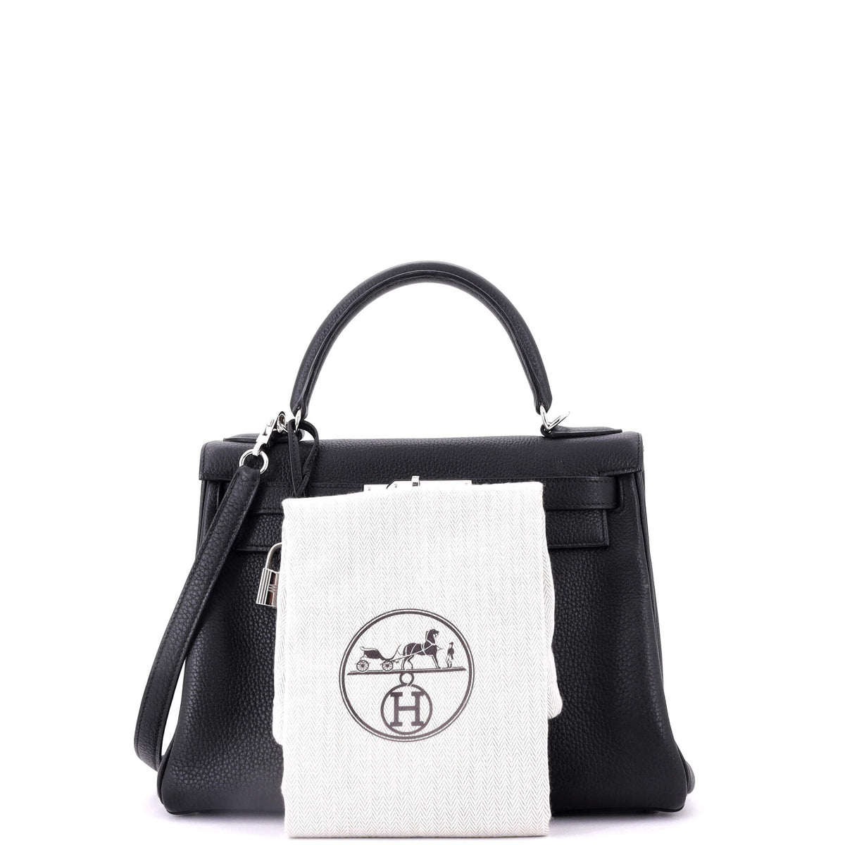 Kelly Handbag Noir Togo with Palladium Hardware 28