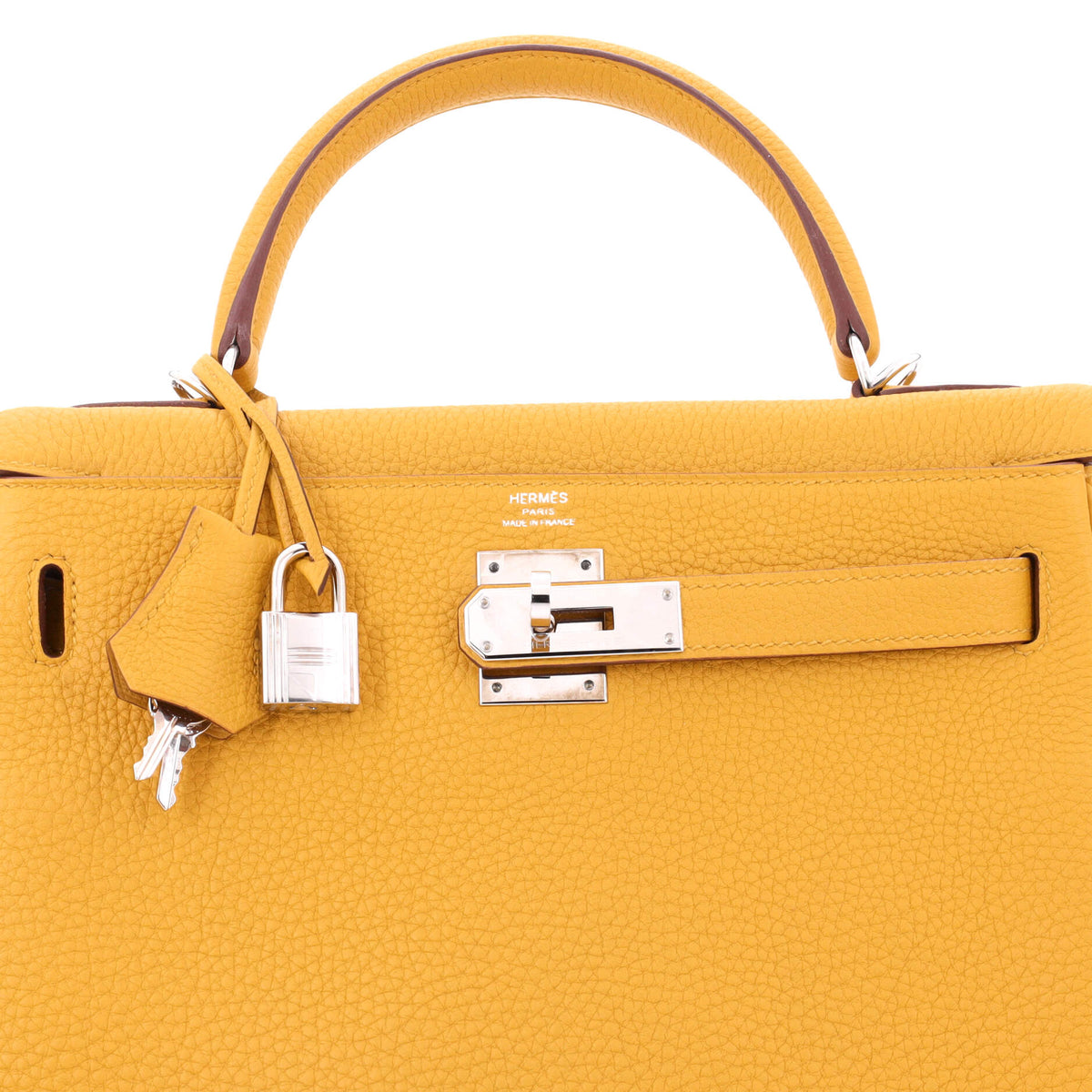 Kelly Handbag Jaune Ambre Togo with Palladium Hardware 28
