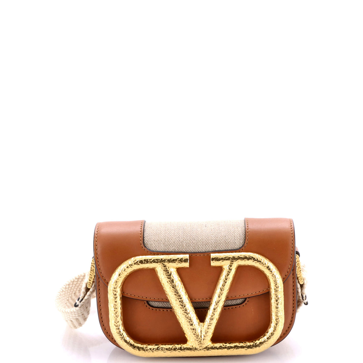 Supervee Crossbody Bag Linen with Leather Small