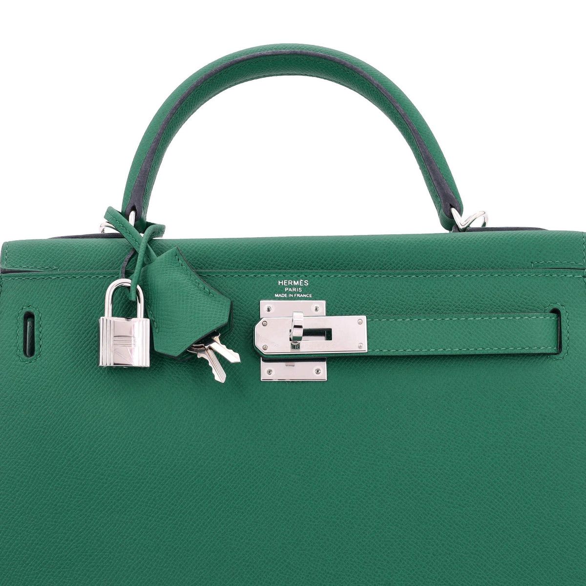 Kelly Handbag Vert Vertigo Epsom with Palladium Hardware 28