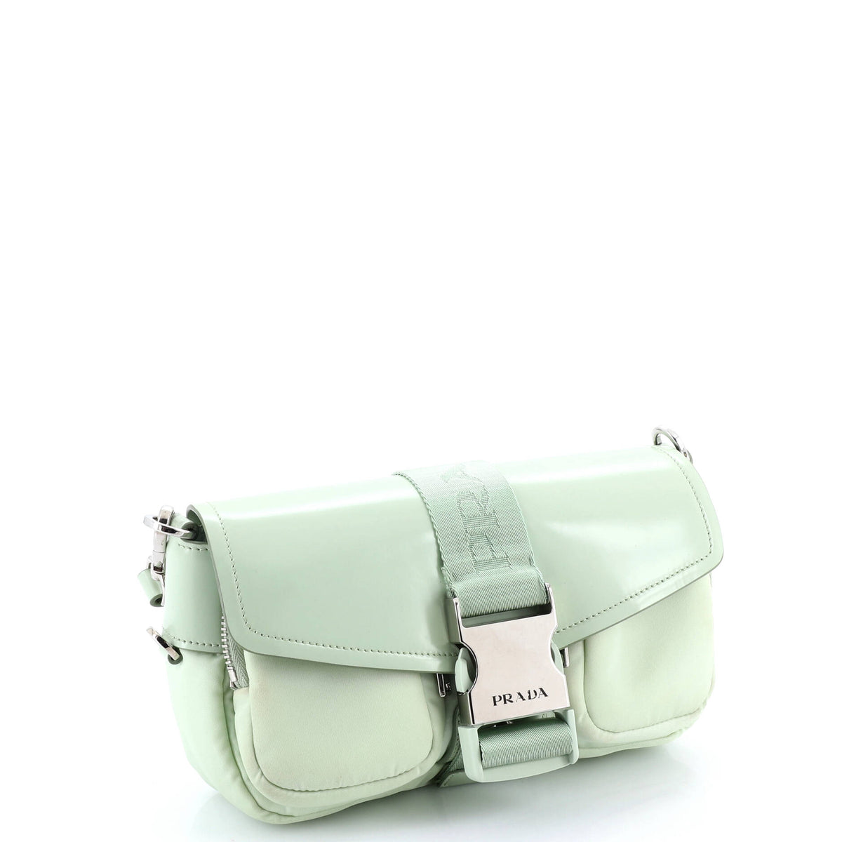 Buckle Pocket Crossbody Bag Spazzolato Leather and Tessuto