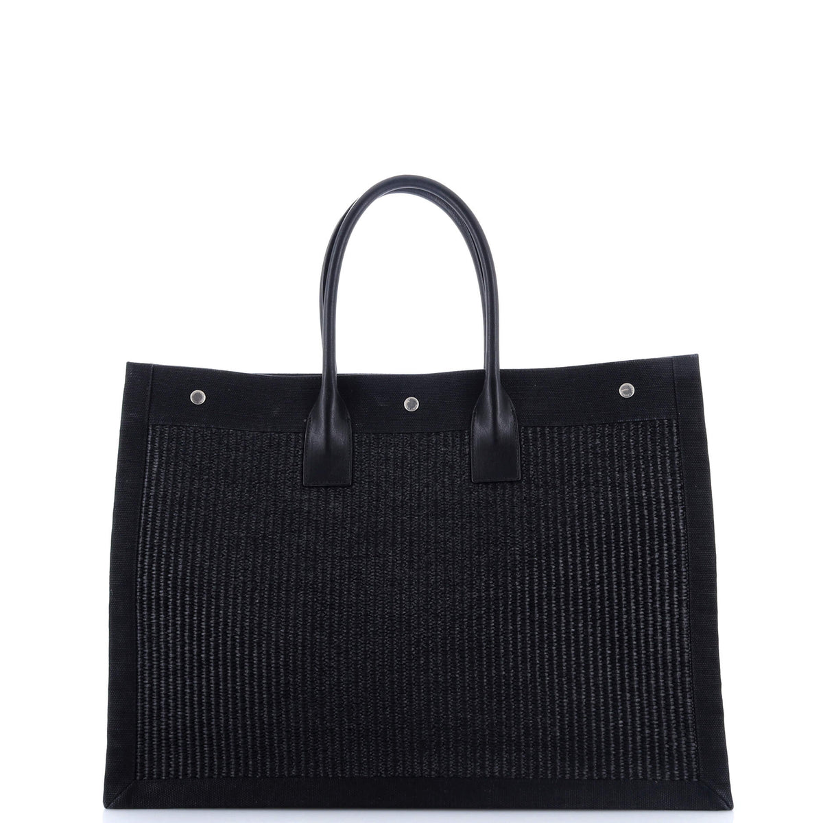 Rive Gauche Shopper Tote Raffia with Canvas Large
