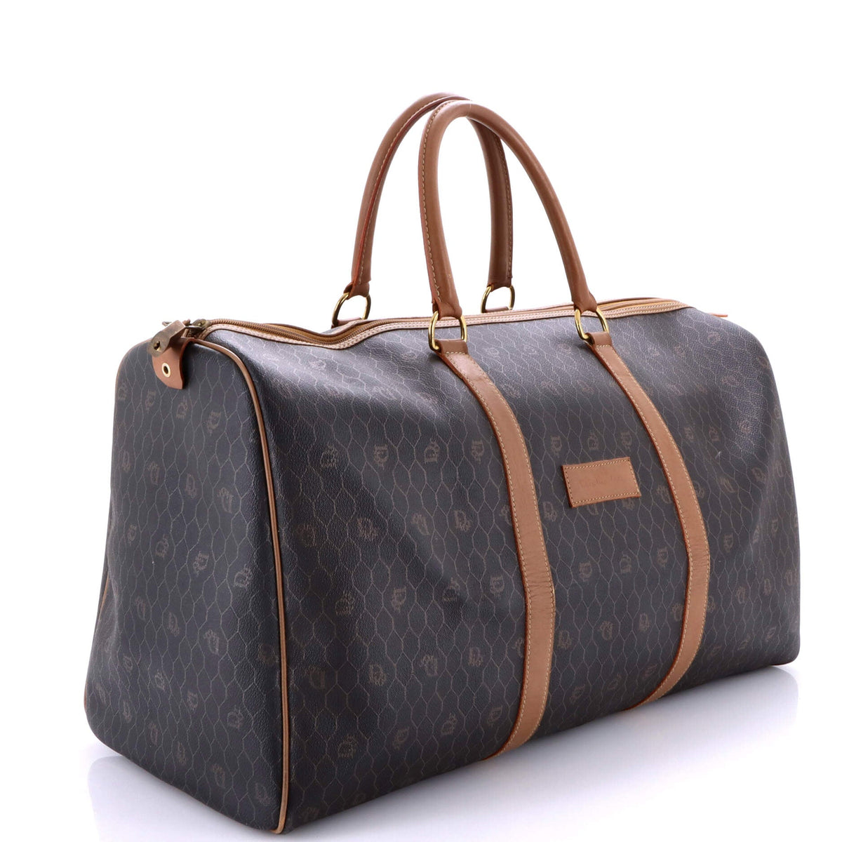 Vintage Duffle Bag Honeycomb Coated Canvas Large