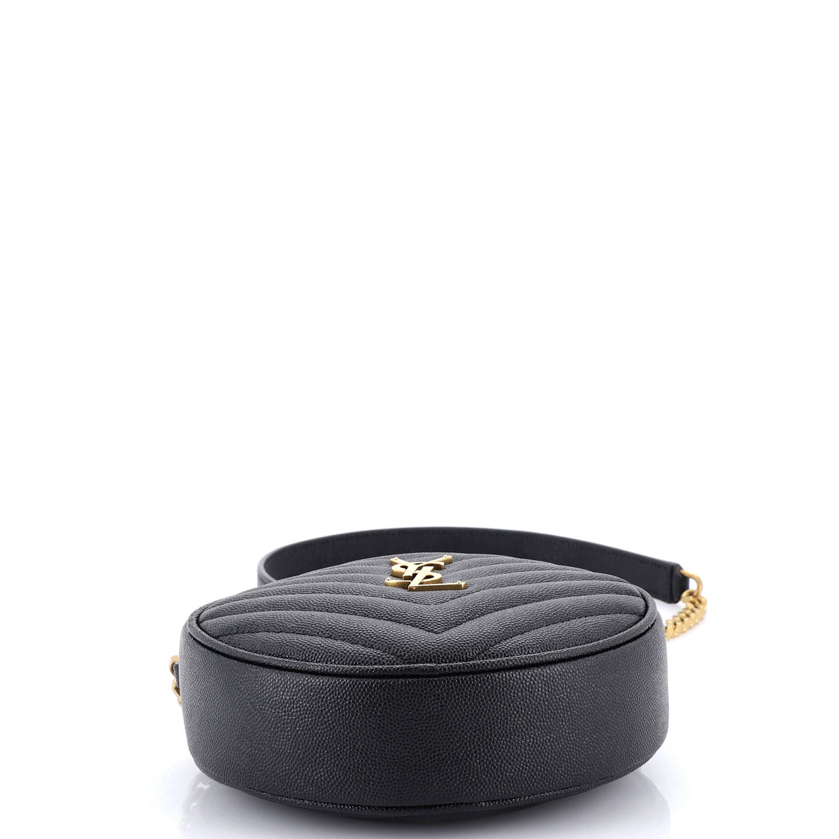 Vinyle Round Camera Bag Matelasse Chevron Leather
