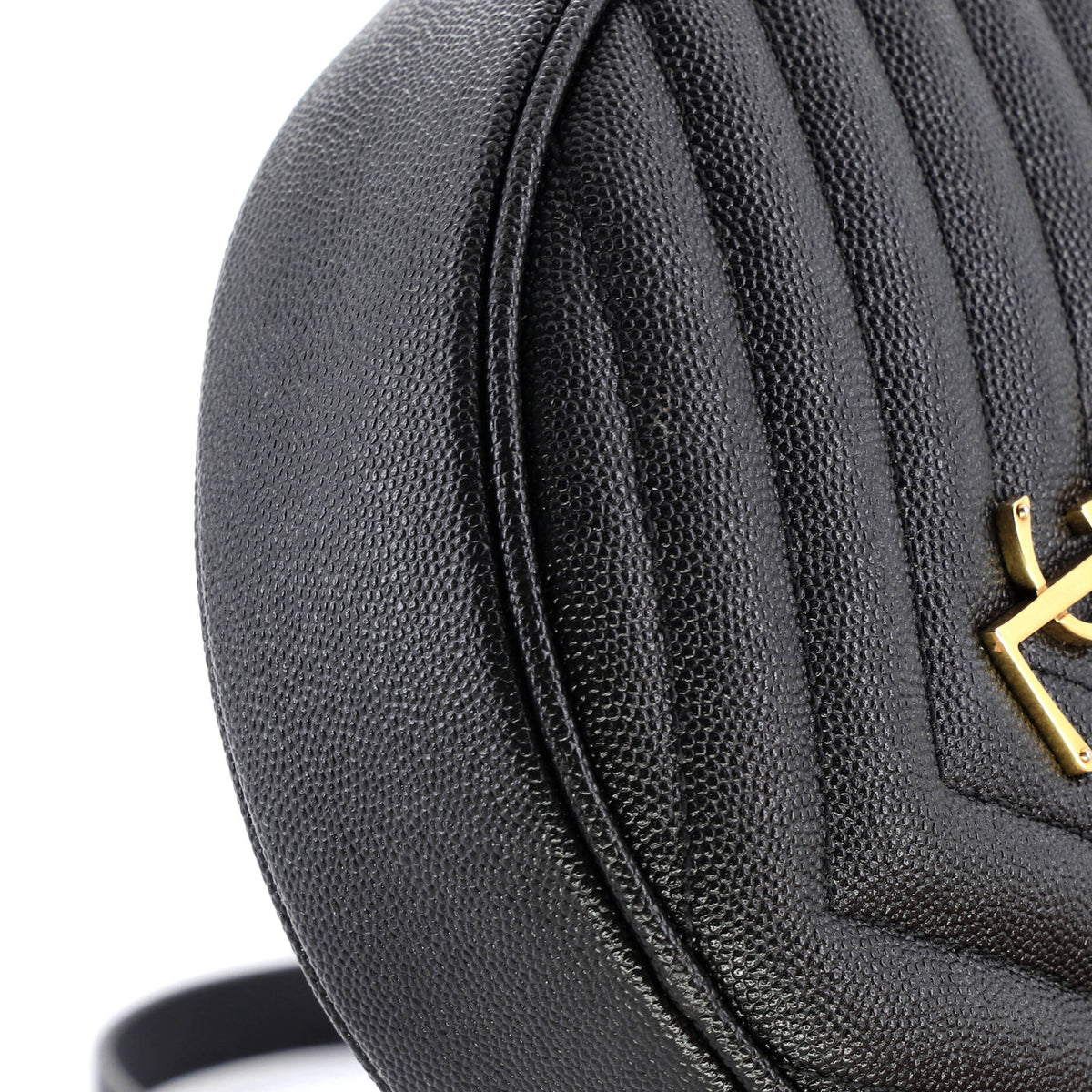 Vinyle Round Camera Bag Matelasse Chevron Leather
