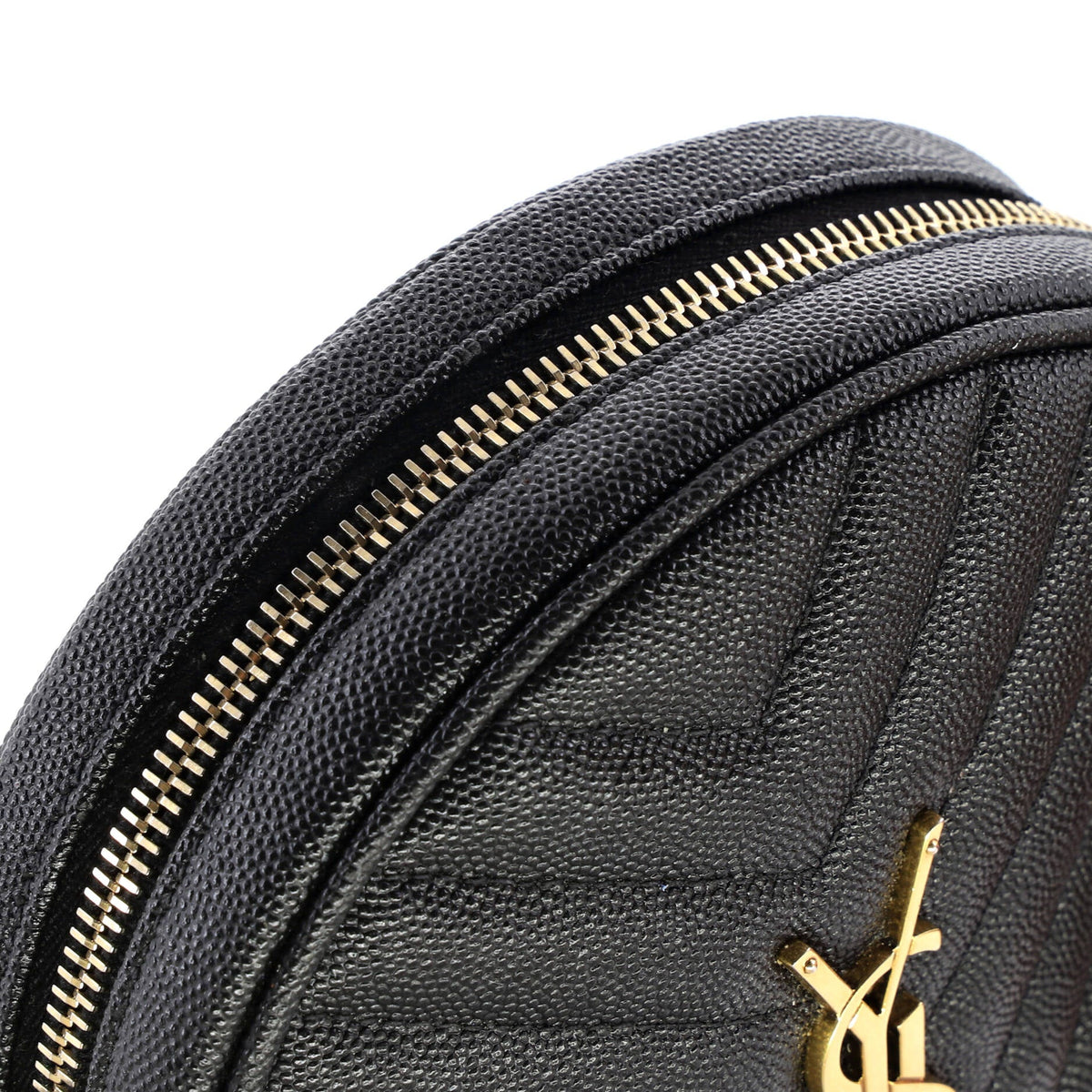 Vinyle Round Camera Bag Matelasse Chevron Leather