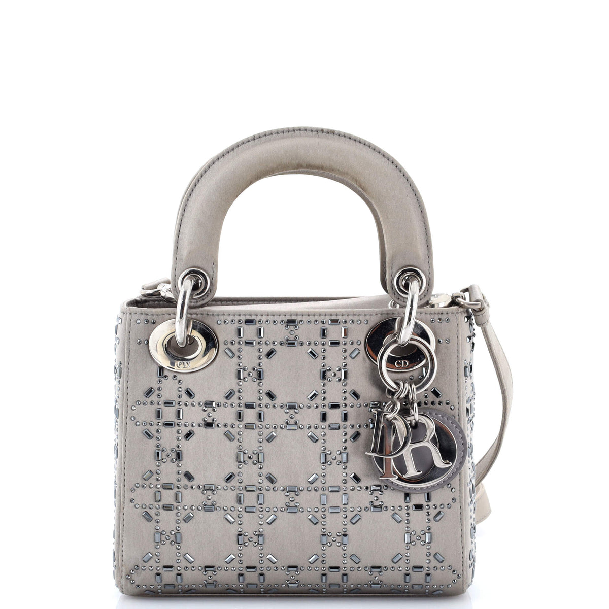 Lady Dior Bag Crystal Embellished Cannage Quilt Satin Mini