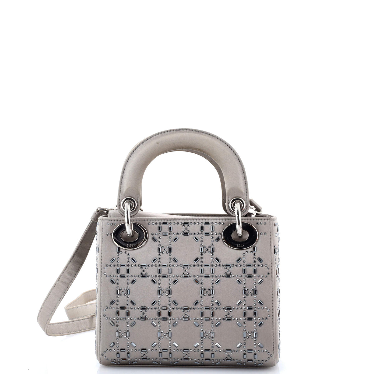 Lady Dior Bag Crystal Embellished Cannage Quilt Satin Mini