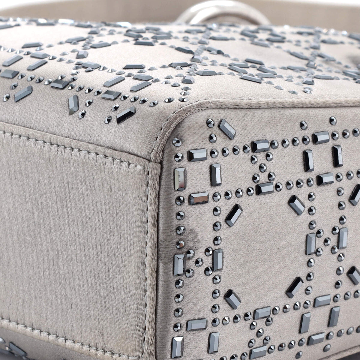 Lady Dior Bag Crystal Embellished Cannage Quilt Satin Mini