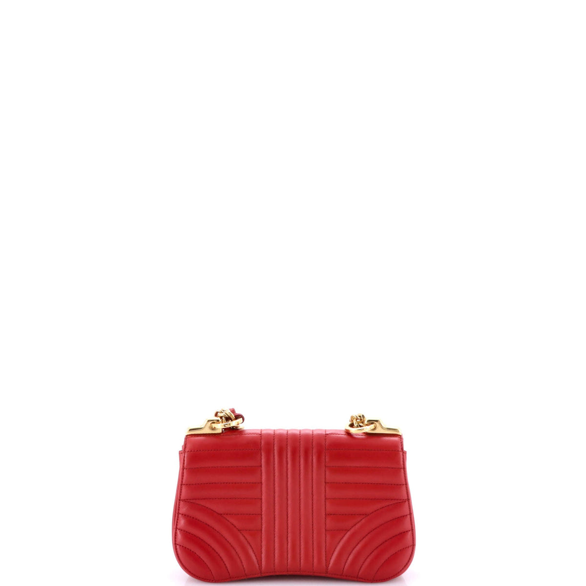 Curved Flap Chain Shoulder Bag Diagramme Quilted Leather Small