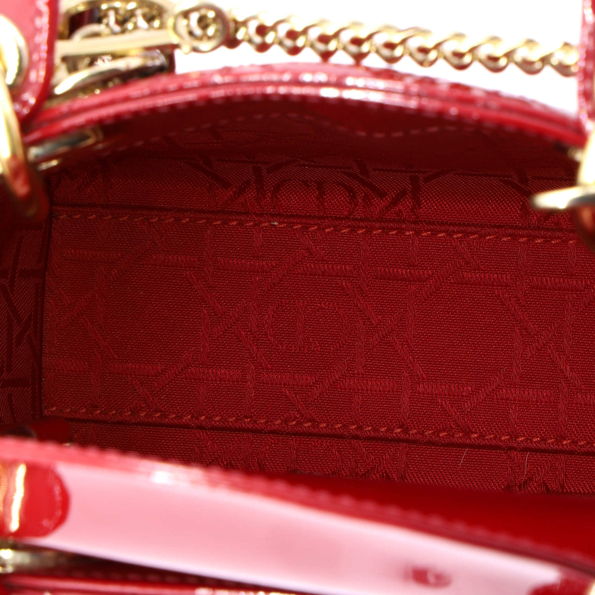 Lady Dior Chain Bag Cannage Quilt Patent Mini