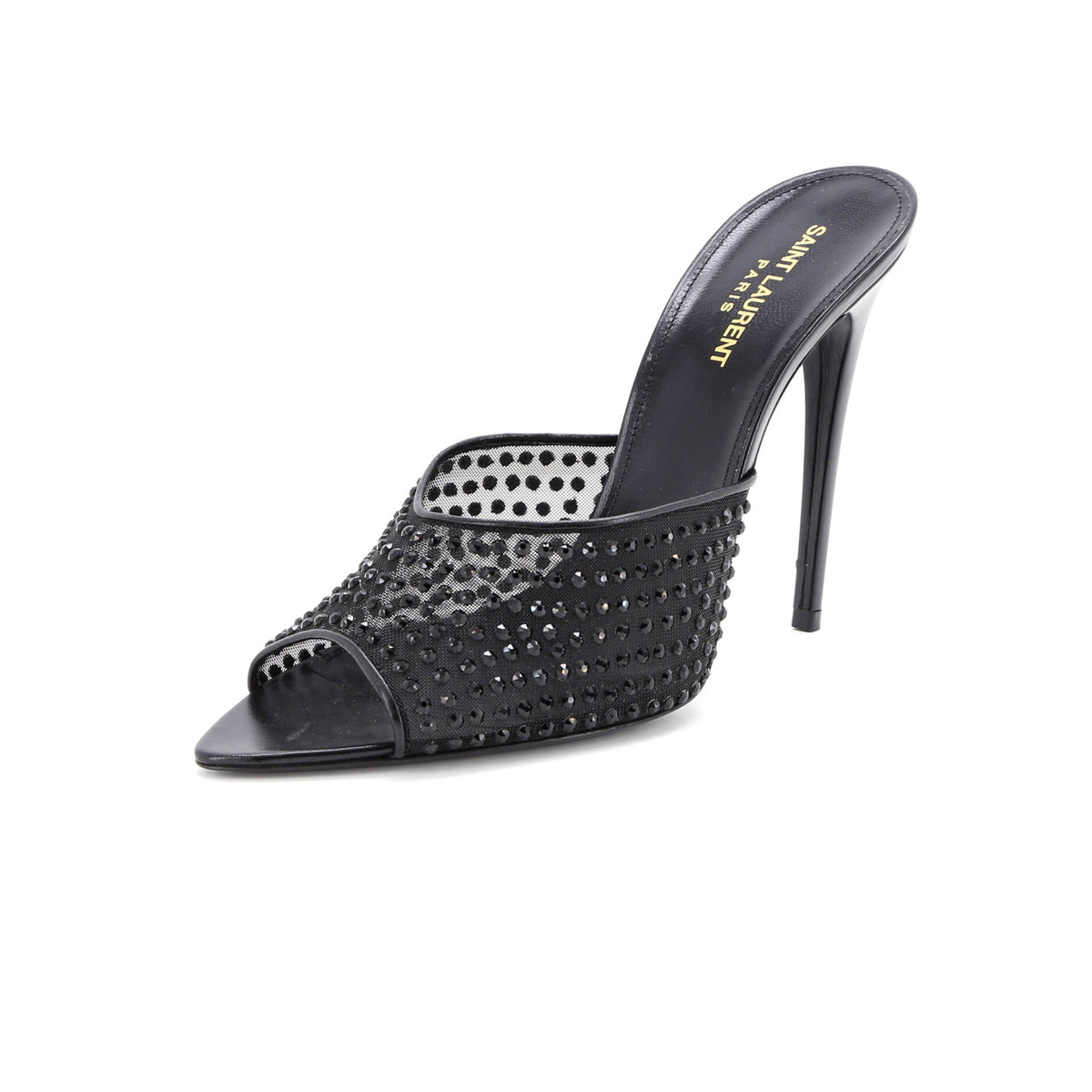 Women's Gippy Heeled Mules Leather and Mesh with Crystals 110