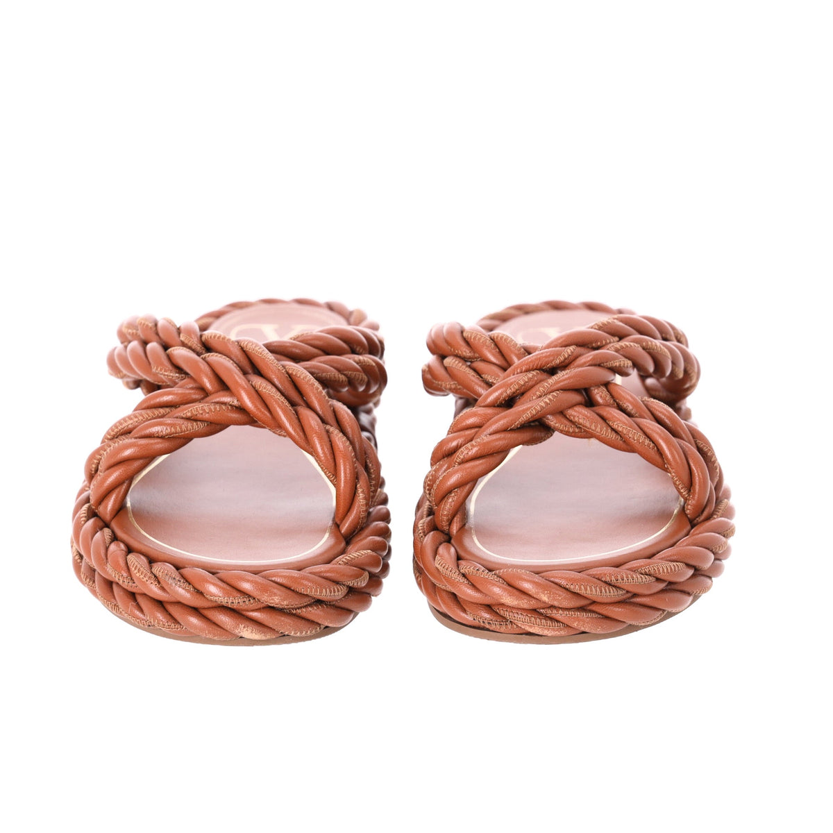 Valentino The Rope Twisted Strap Sandals in Brown Leather