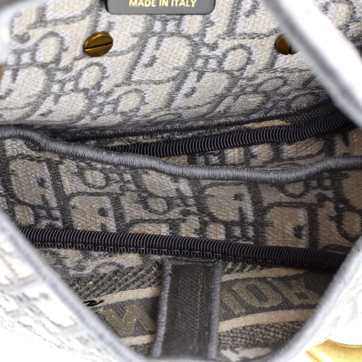Saddle Handbag Logo Embroidered Oblique Canvas Medium