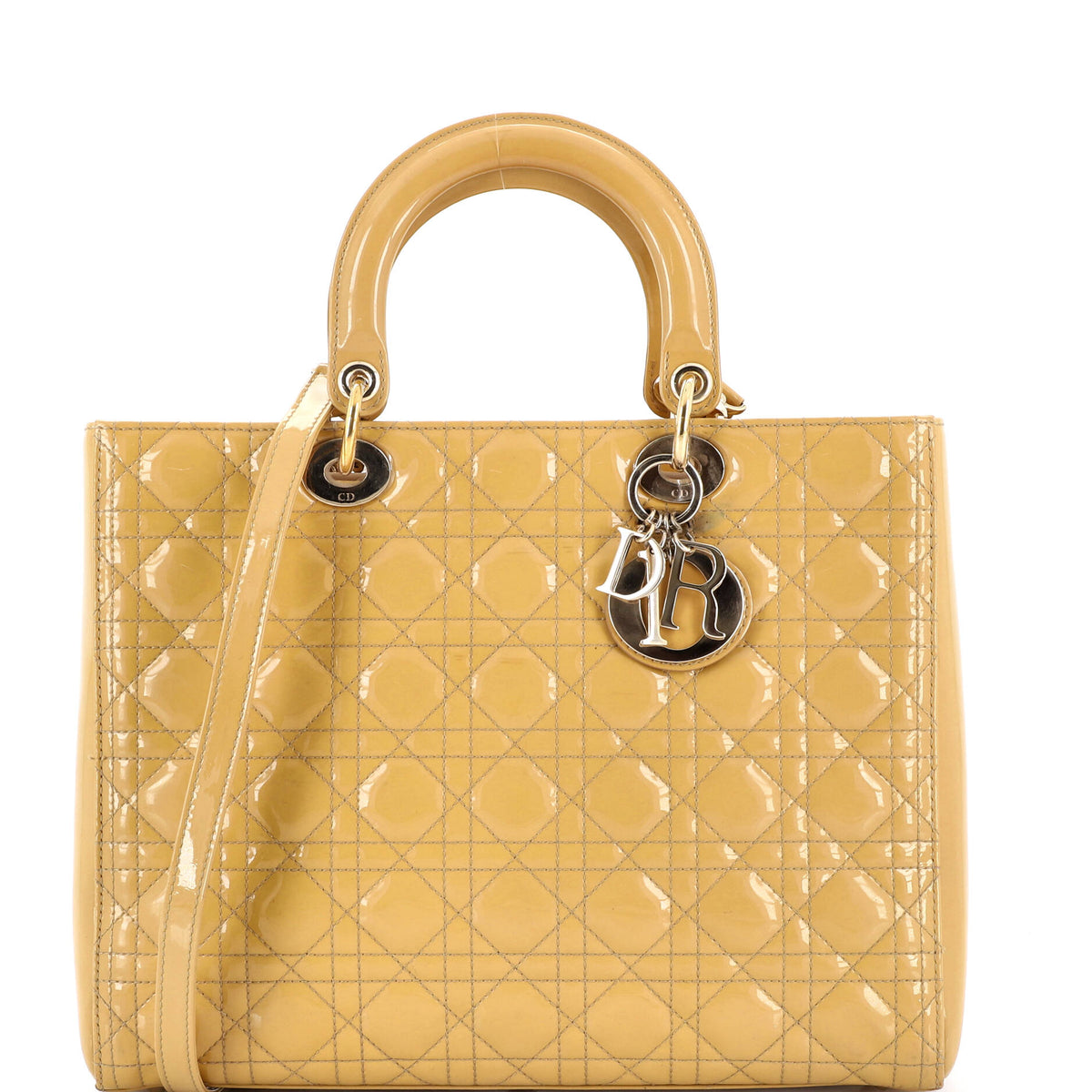 Lady Dior Bag Cannage Quilt Patent Large