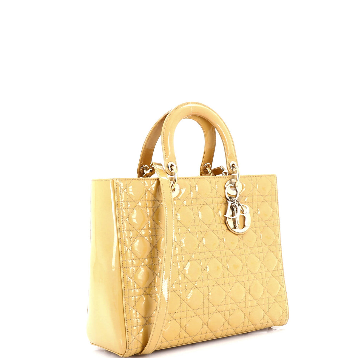 Lady Dior Bag Cannage Quilt Patent Large