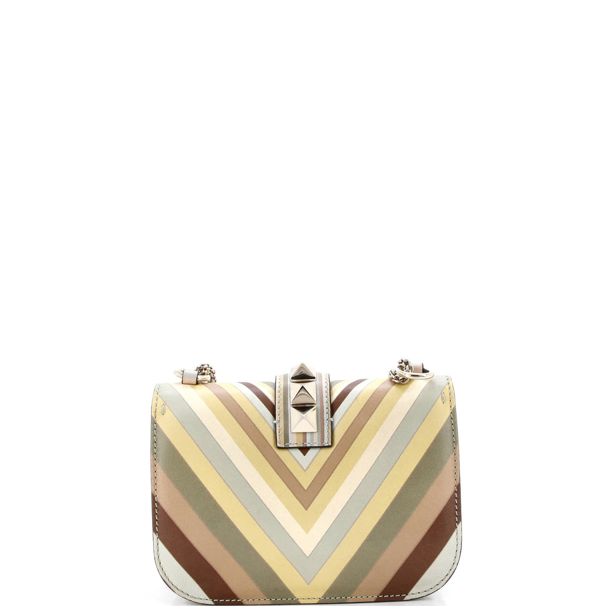 1975 Glam Lock Shoulder Bag Striped Leather Small