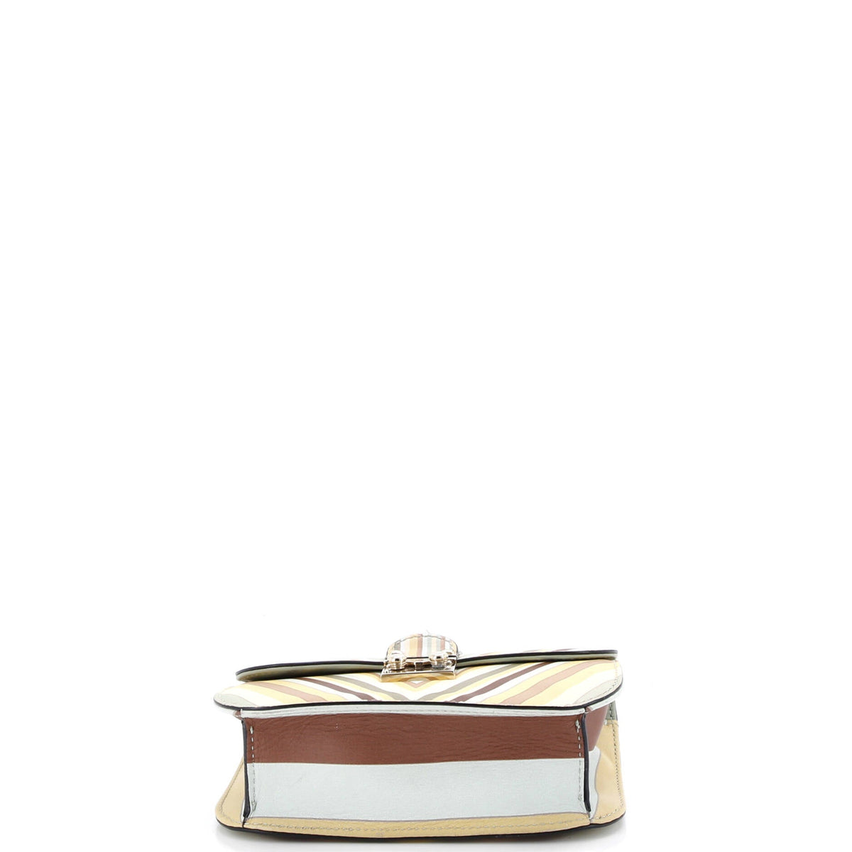 1975 Glam Lock Shoulder Bag Striped Leather Small