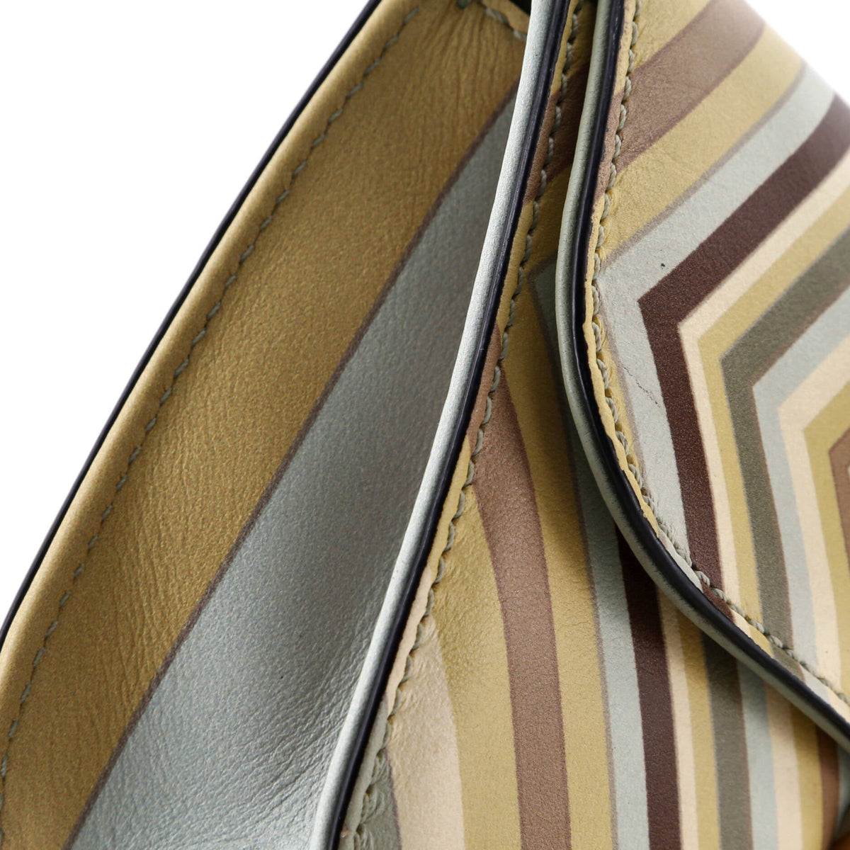 1975 Glam Lock Shoulder Bag Striped Leather Small
