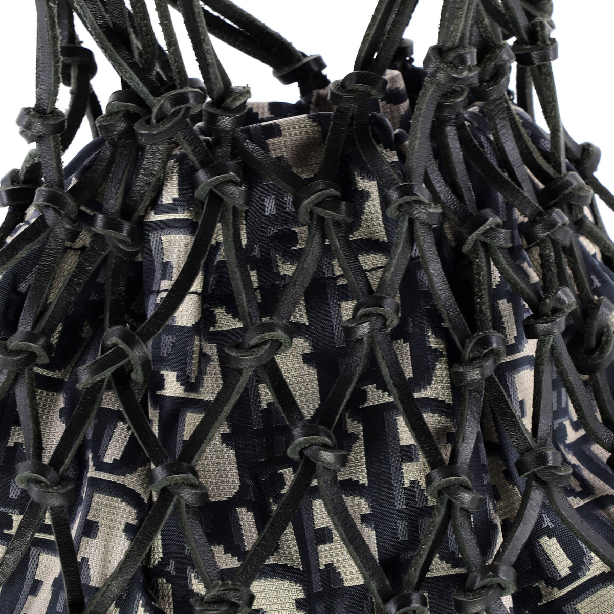 Drawstring Net Tote Diorissimo Canvas and Leather