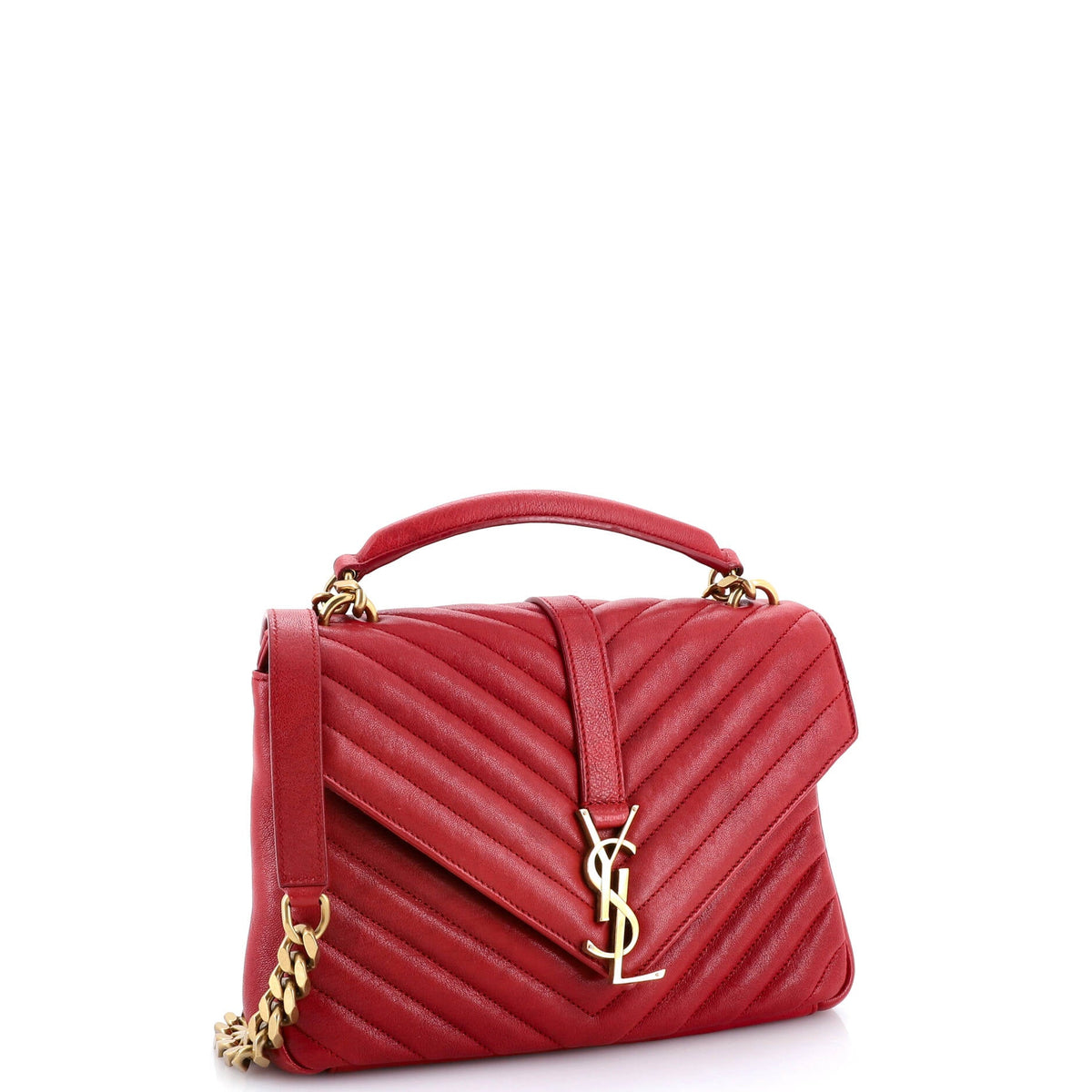 Classic Monogram College Bag Matelasse Chevron Leather Medium