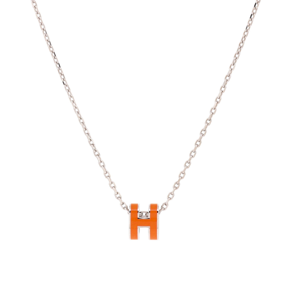 Pop H Pendant Chain Necklace Metal and Enamel Mini