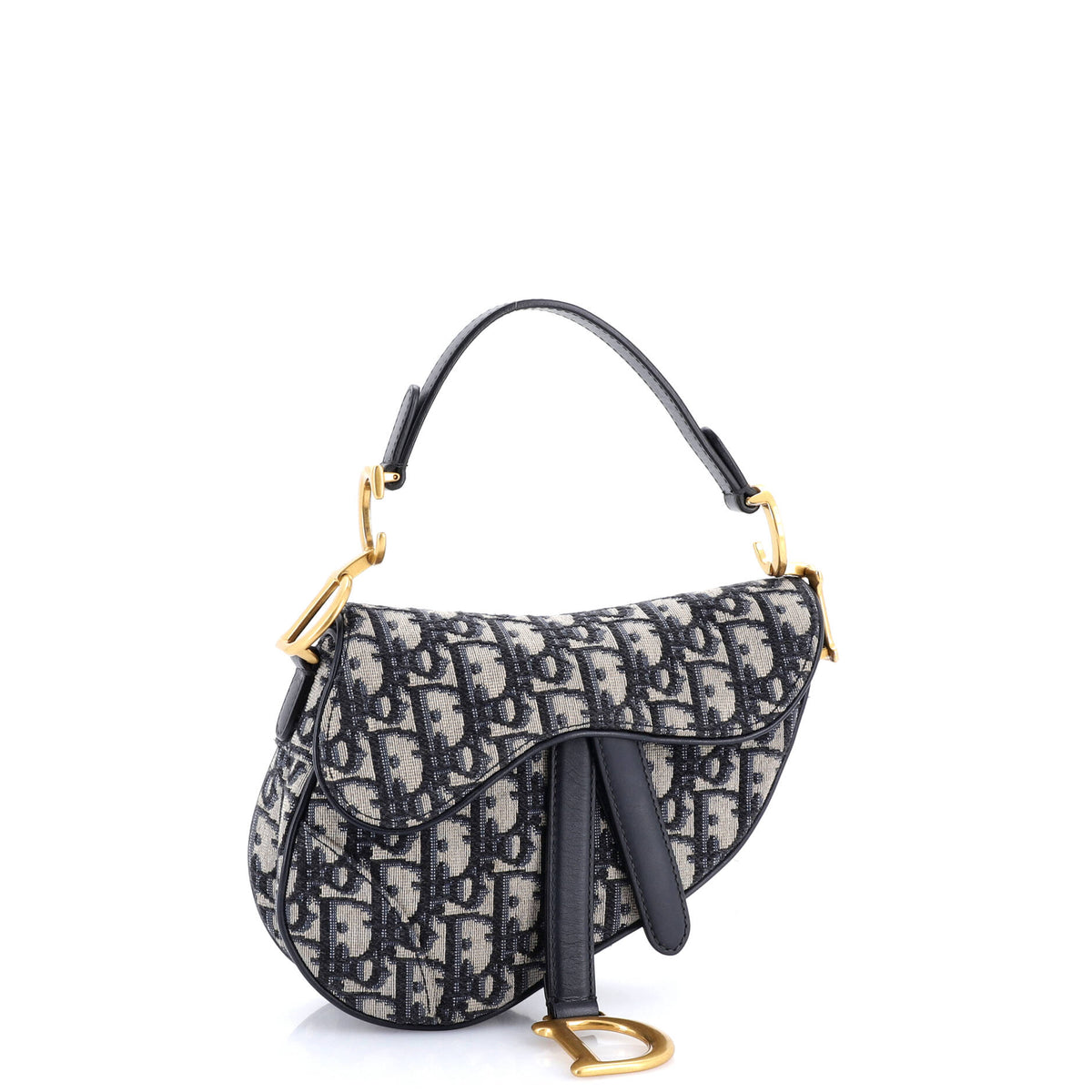 Saddle Handbag with Strap Oblique Canvas Mini