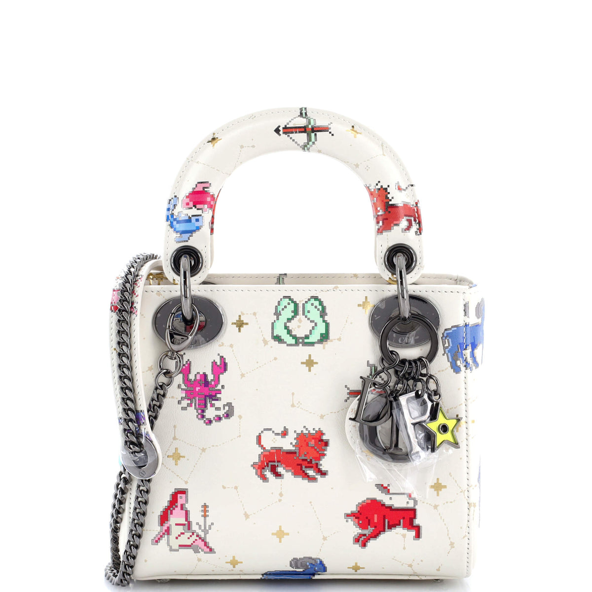 Lady Dior Bag Limited Edition Pixel Zodiac Printed Calfskin Mini