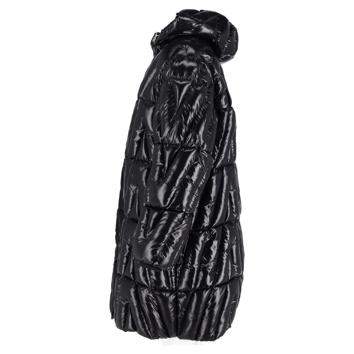 Valentino Garavani Glossy Quilted-Shell Hooded Jacket in Black Polyamide