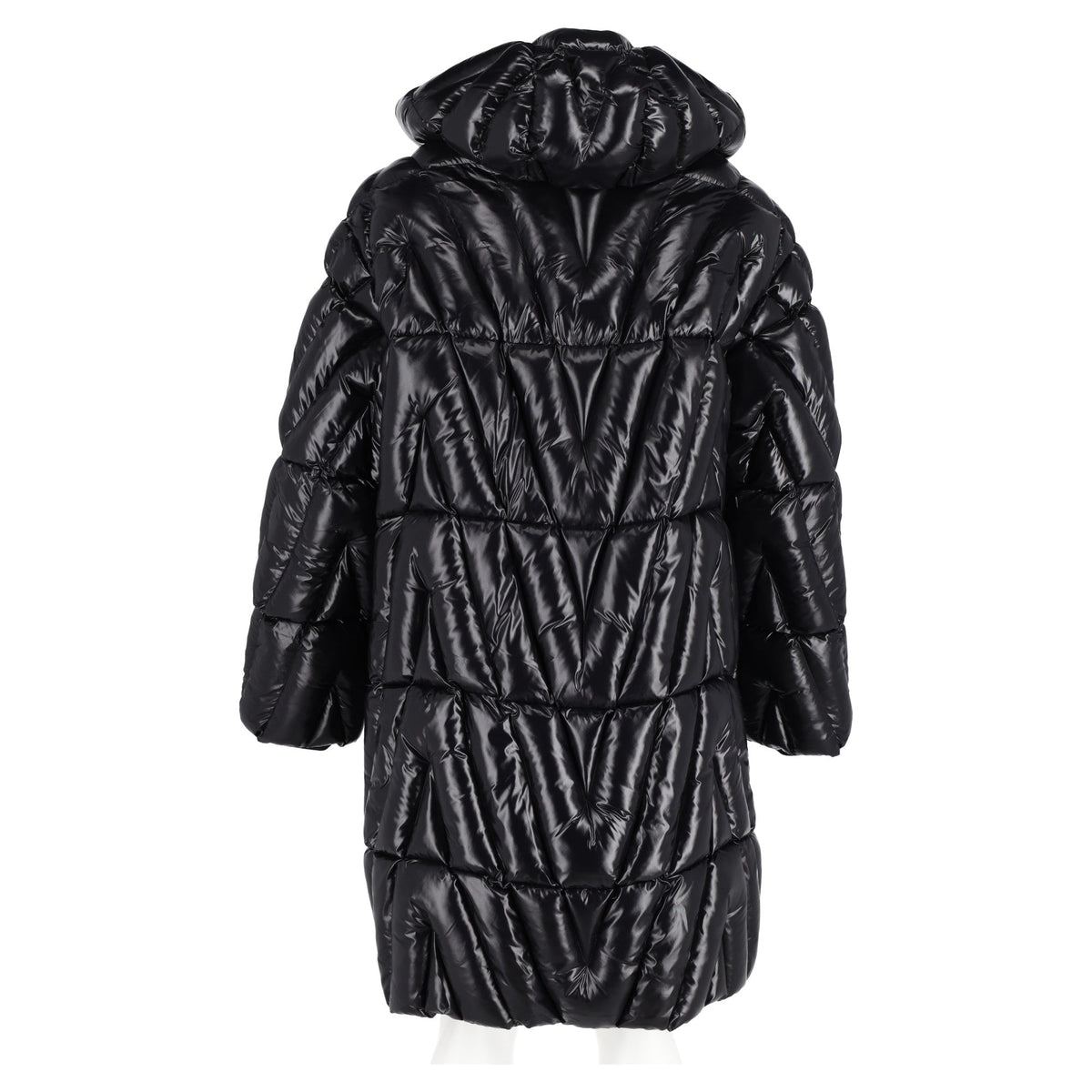 Valentino Garavani Glossy Quilted-Shell Hooded Jacket in Black Polyamide