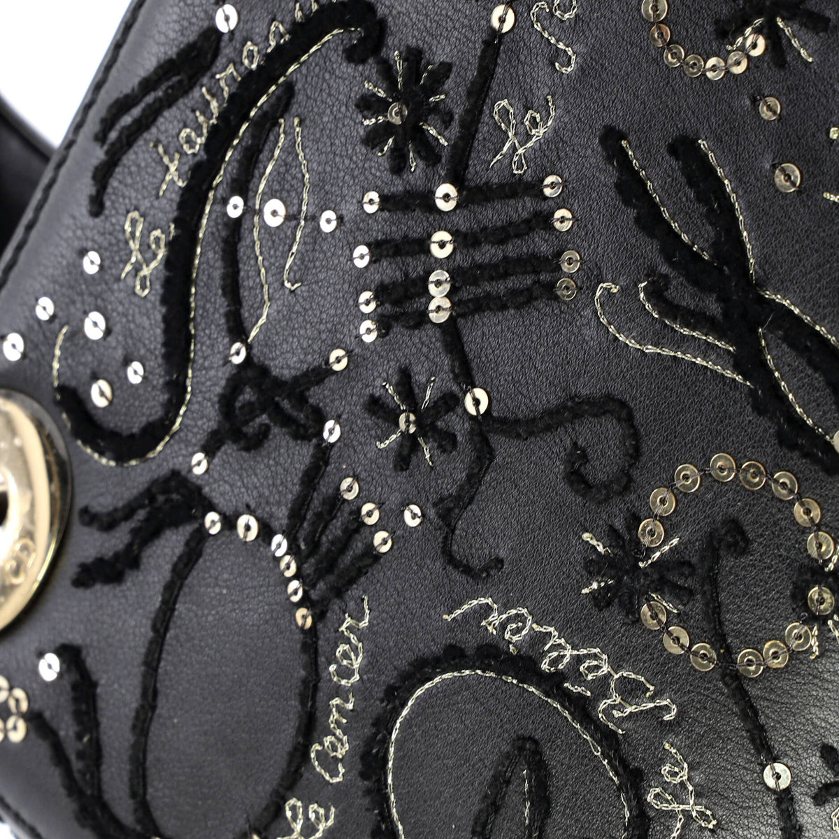Lady Dior Chain Bag Embroidered Calfskin Mini