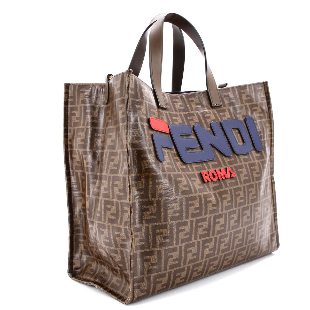 Mania Logo Shopper Tote Zucca Coated Canvas Large