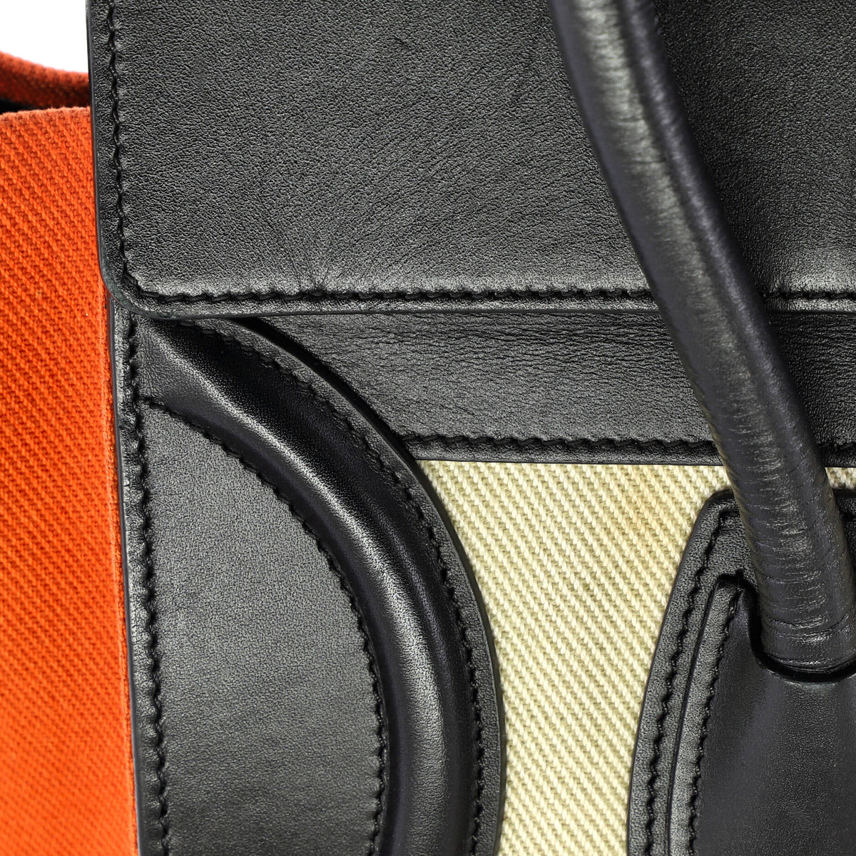 Tricolor Luggage Bag Canvas and Leather Micro