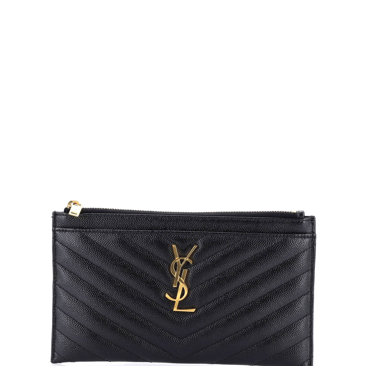 Classic Monogram Zip Bill Pouch Matelasse Chevron Leather Medium