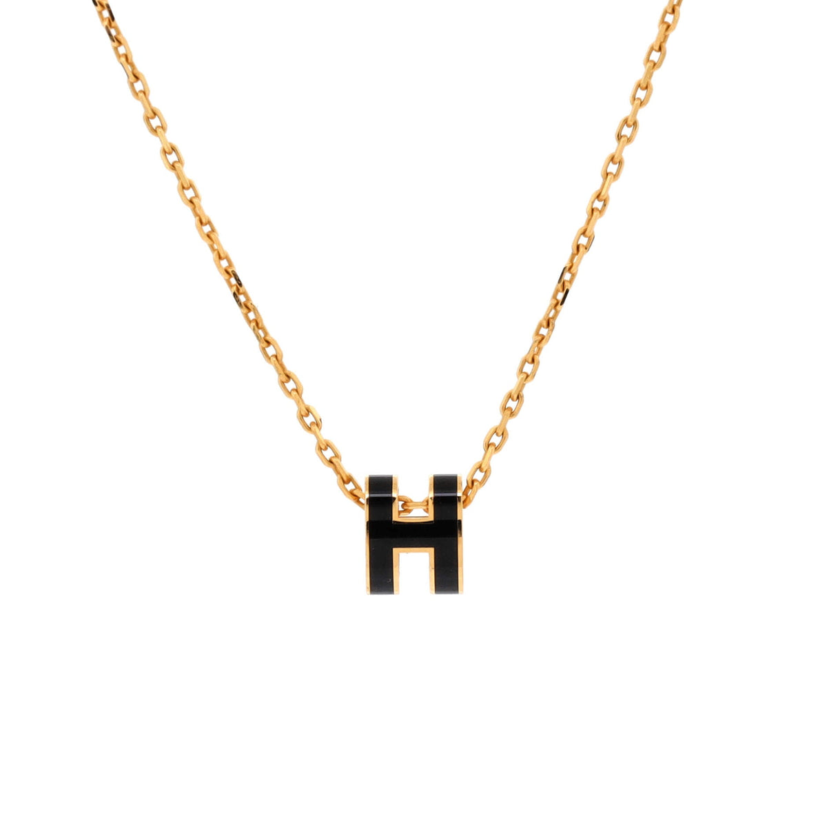 Pop H Pendant Chain Necklace Metal and Enamel Mini