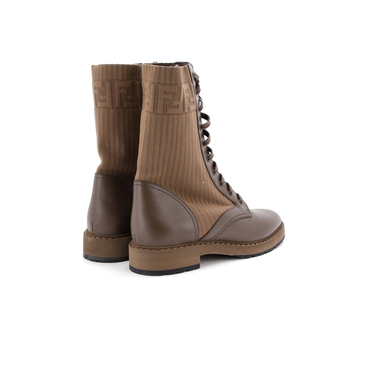 Women's Rockoko Combat Boots Leather with Knit Stretch Fabric and Zucca Trim