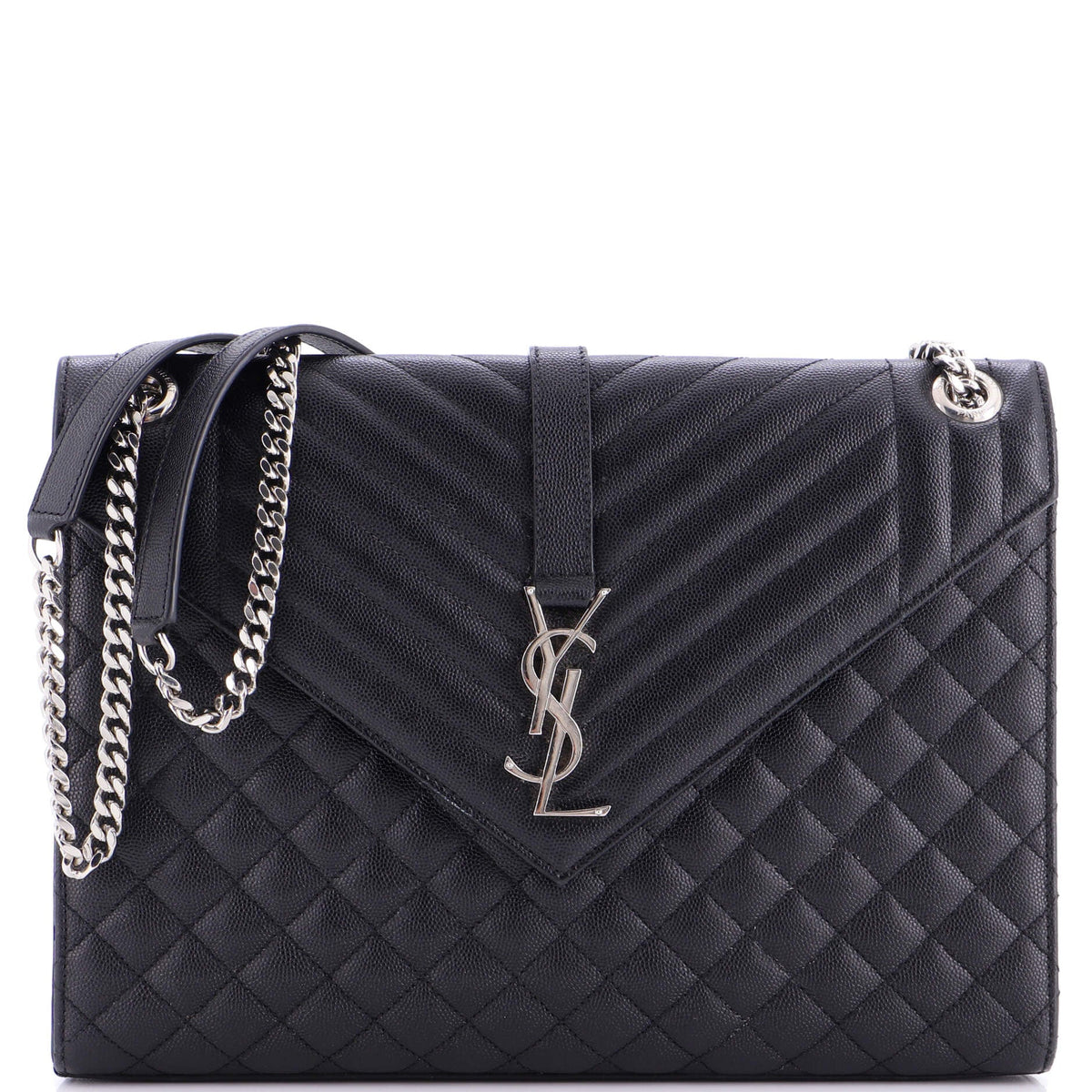 Classic Monogram Envelope Satchel Mixed Matelasse Leather Large
