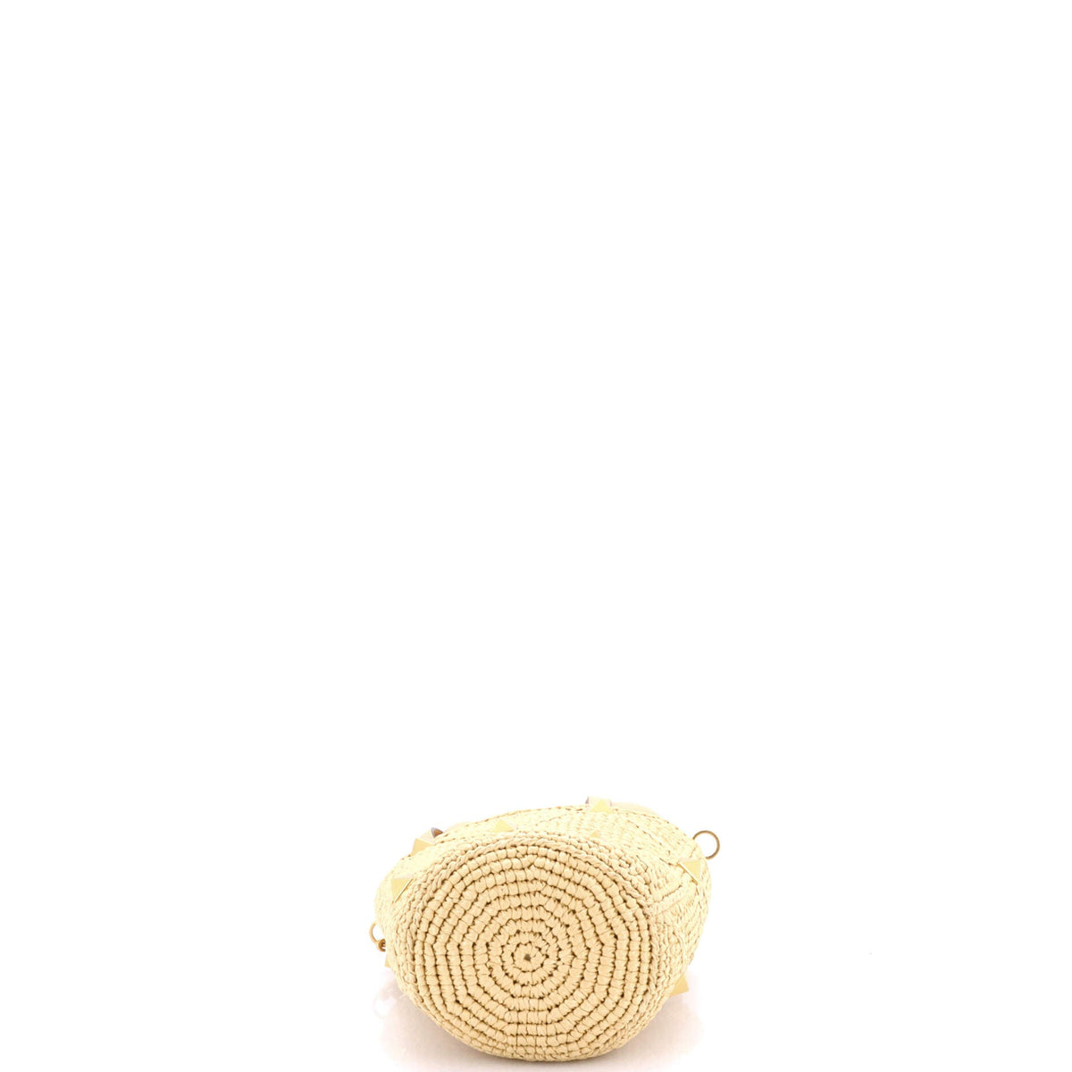 Roman Stud Bucket Bag Raffia and Leather