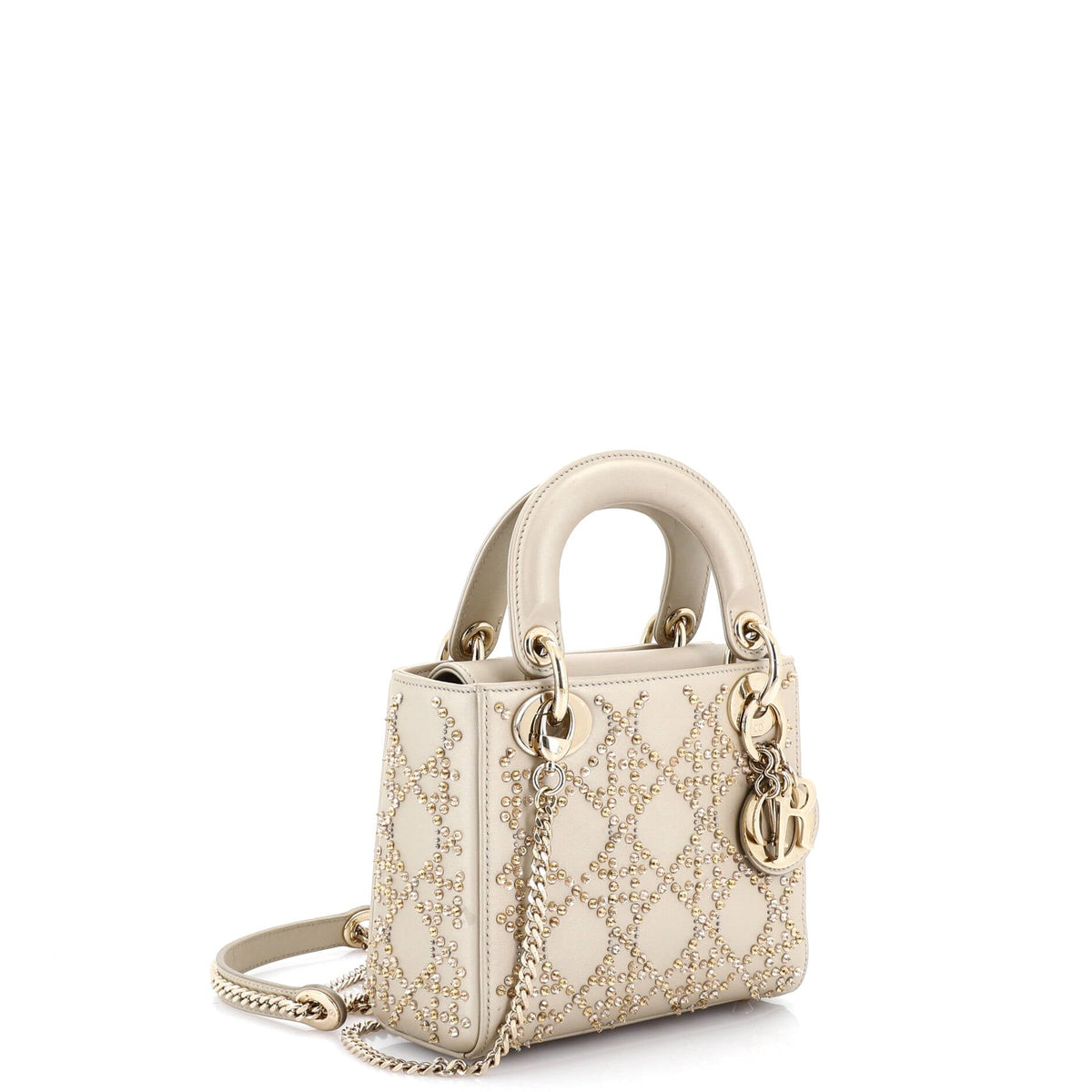 Lady Dior Chain Bag Crystal Embellished Cannage Quilt Leather Mini