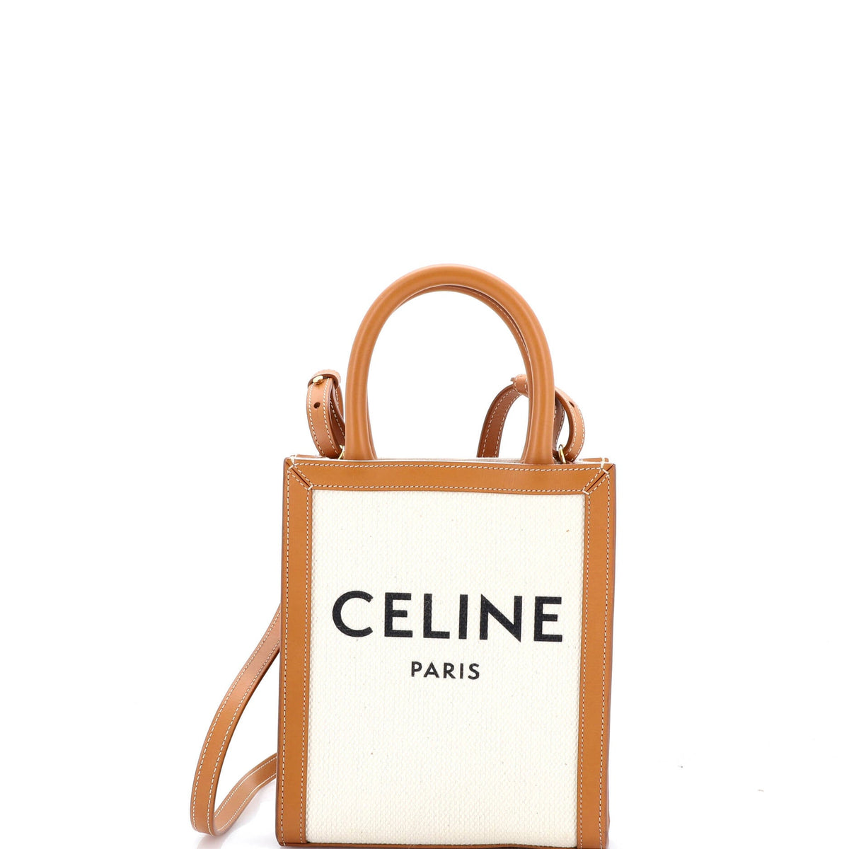 Vertical Cabas Tote Canvas with Leather Mini